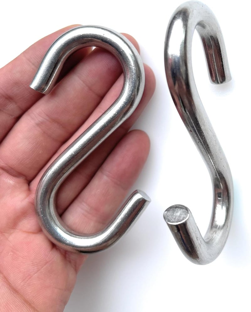 DaylyFav Holds 557Lbs S Hooks for Hanging Heavy Duty Hammock Stand Chair Porch Swing, 4 Pack 3.3- Inch 304 Stainless Steel S Hooks Utility Hooks - Image 2